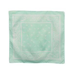 Mint green white paisley bandana square scarf